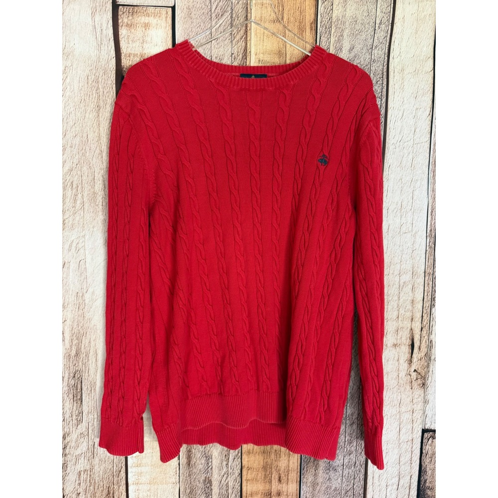 Brooks Brothers Cable Knit Supima Cotton Crewneck Sweater Heritage Size Red XXL